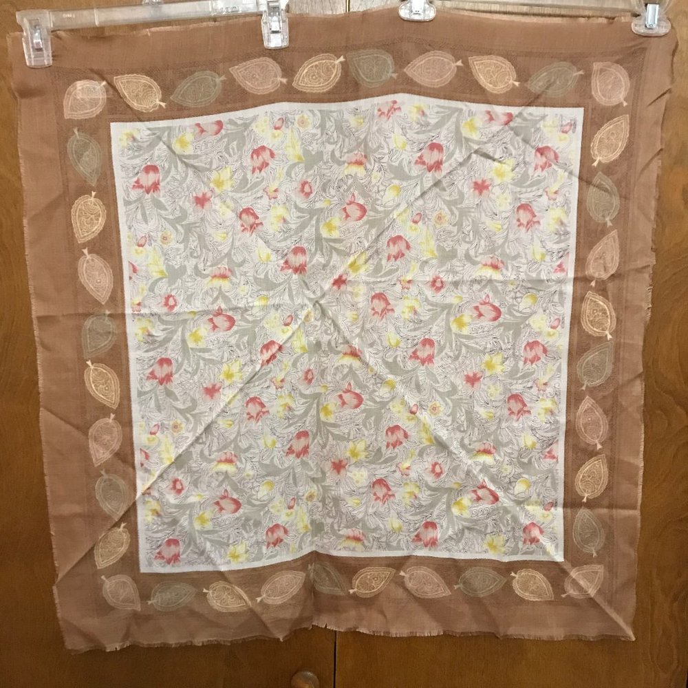 Vintage Floral Tulip Scarf Wrap Made Japan Acrylic